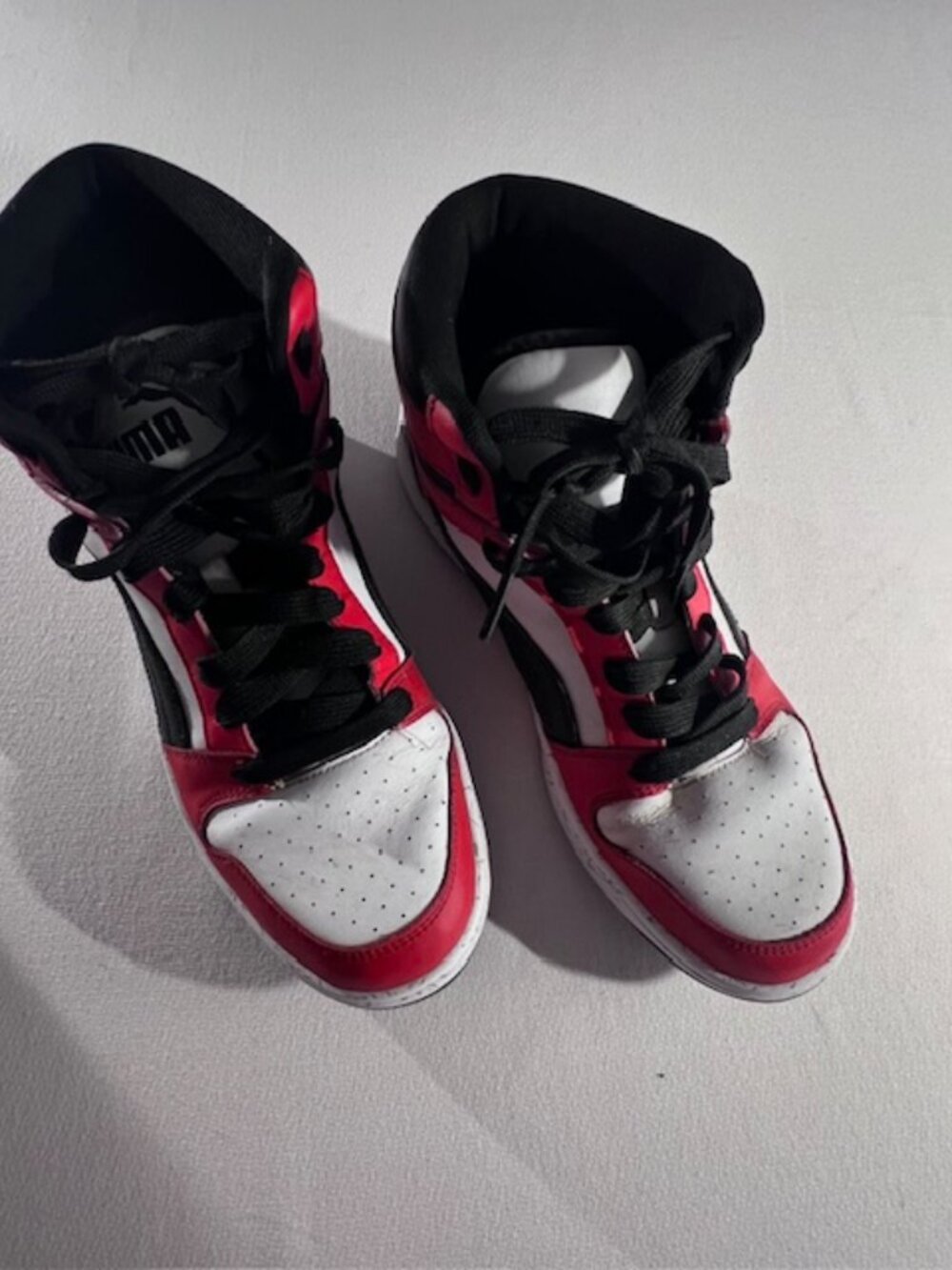 Puma Rebound high-top red/ white/black basketball-inspired retro design men's 10